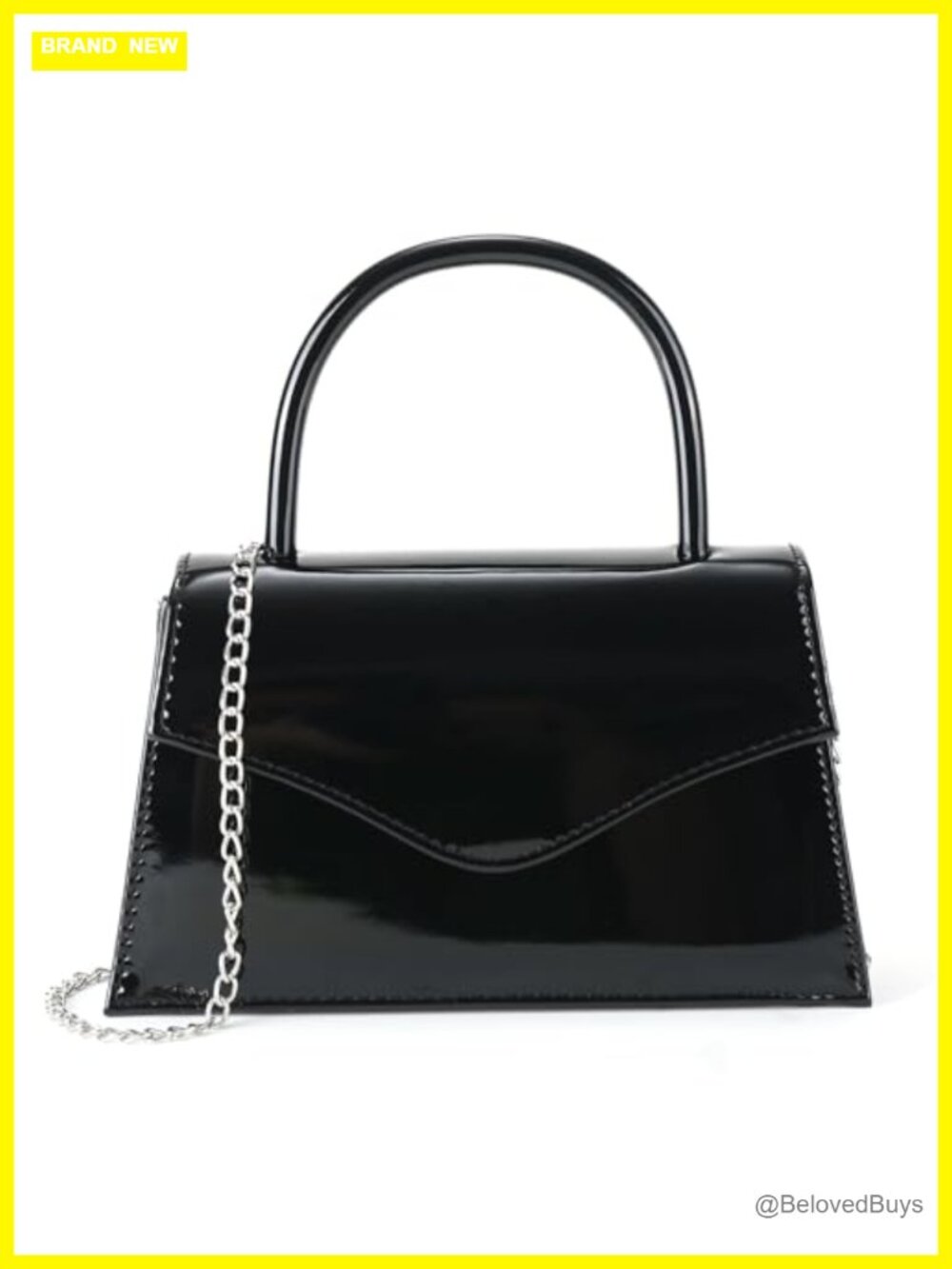 Faux Patent Leather Clutch Purses for Women Top Handle Evening Bag